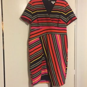 Colorful asymmetrical hem dress